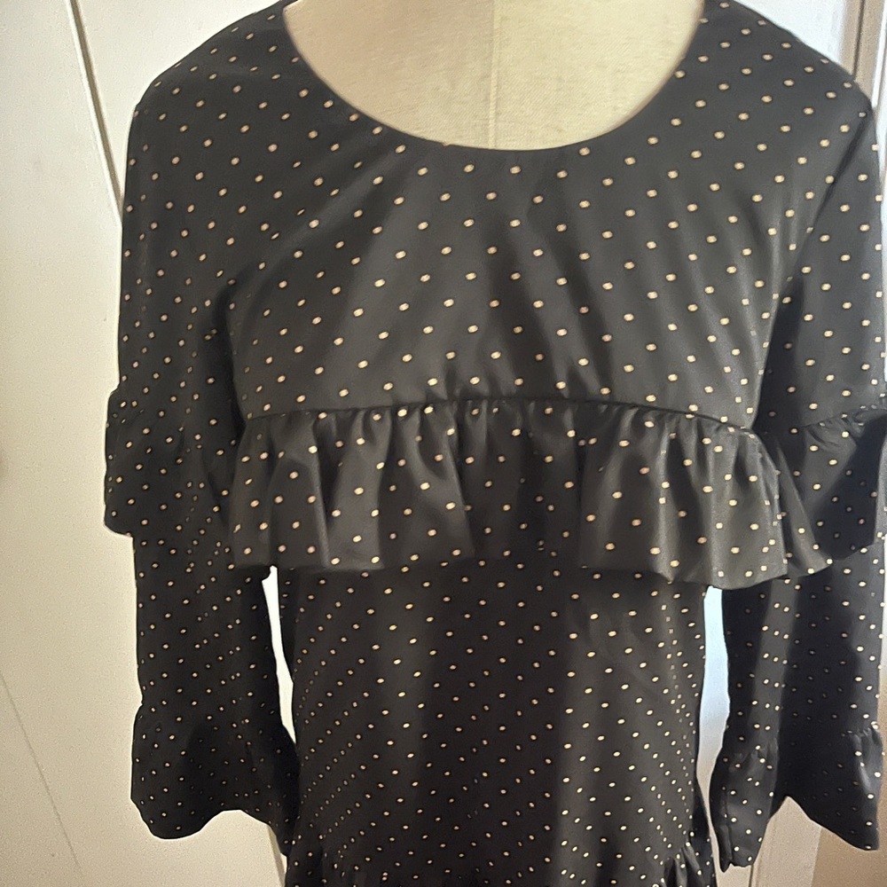 Ruffelec Elegant Black Polka Dot Dress